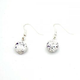Ohrring Tiny Tombola, White Splash, Silberhaken