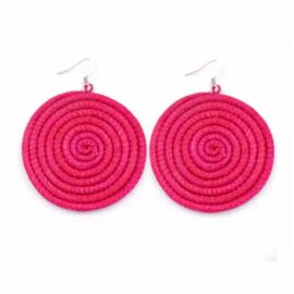 Sisal Ohrring Scheibe Large Red