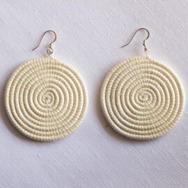 Sisal Ohrring Scheibe Large White