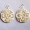 Sisal Ohrring Scheibe Large White