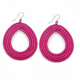 Sisal Ohrring Loop Raspberry