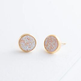 Brittany White Agate Stud Earrings