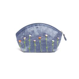 Kosmetiktasche, Rohseide Rauchblau