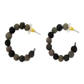 Kantha Earring, Noir, Mini Hoops