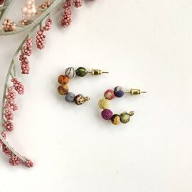 Kantha Earring, Tiny Hoops