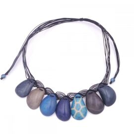 Tagua Kette, Keikosan Batik, Rauchblau