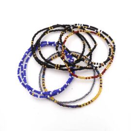 10 x Masai Bracelet, Kenia blau/schwarz/gold