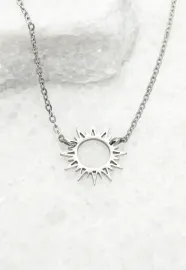 Mallory, Silver Sun Necklace
