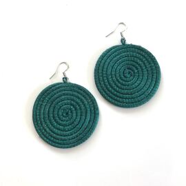 Sisal Ohrring Scheibe Large Green