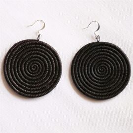 Sisal Ohrring Scheibe Large Black