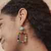 Kantha Earring, Dangling Square