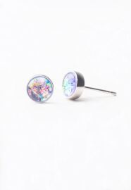 Lora Lavender & Silver Stud Earrings