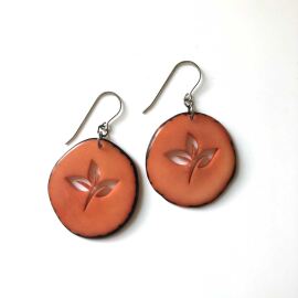 Tagua Earrings Laser Salmon