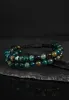Helix Agate Earthstone Green Rope Beaded Bracelet
