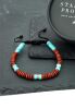 Aang Turquoise & Red Jasper Rope Beaded Bracelet