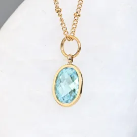 Necklace with light blue Zircon, 50 cm
