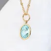 Necklace with light blue Zircon, 50 cm